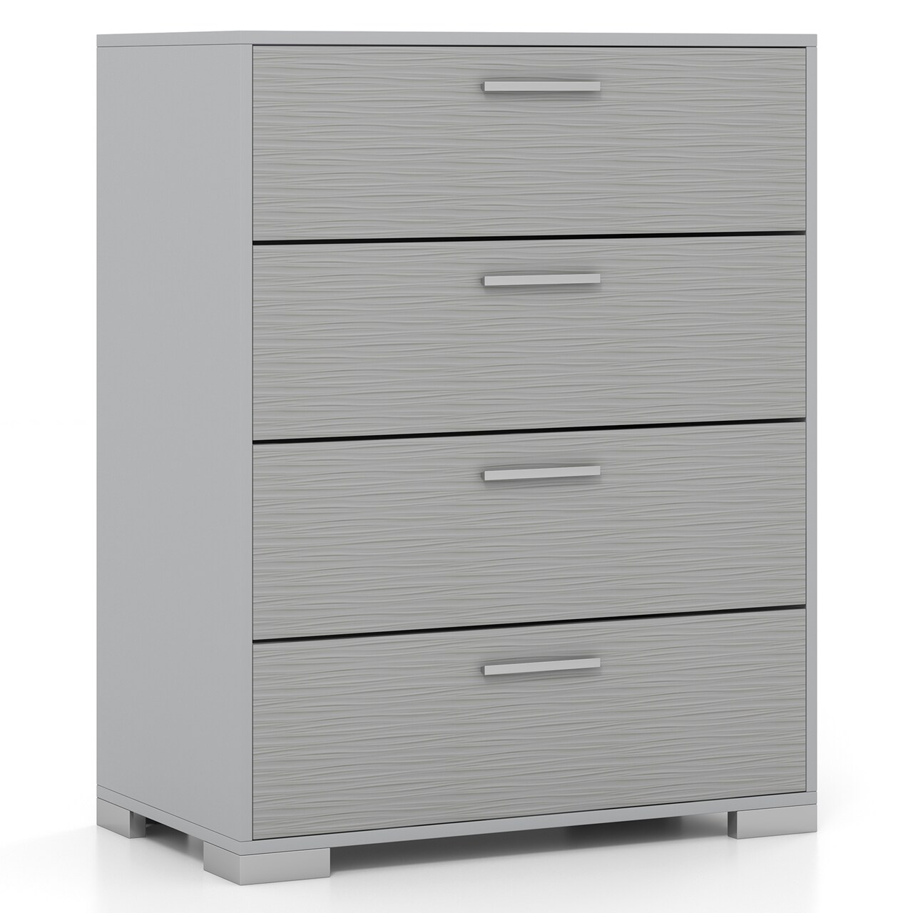 Engineered Wood Dresser with 4 Drawers Storage Cabinet, Metal Legs and Modern Design